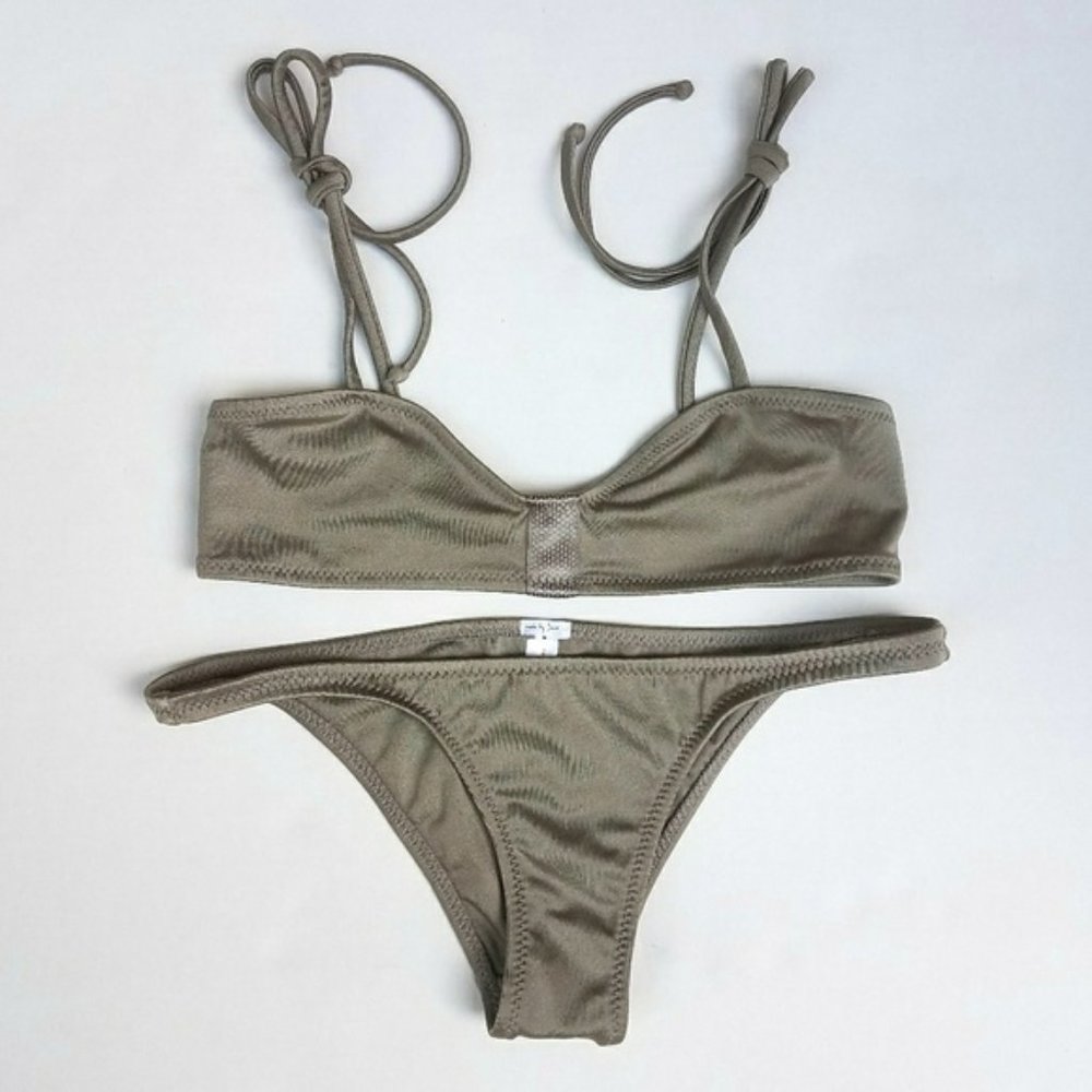 Chic metallic convertible bandeau/halter set by designer Made By Dawn.